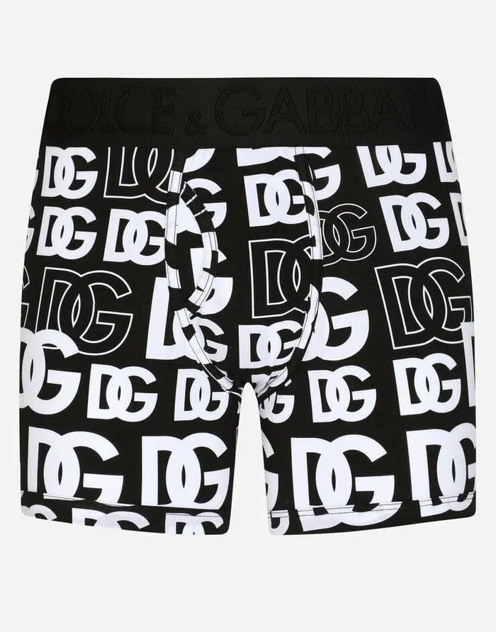 Dolce and Gabbana Underwear And Loungewear Men Longleg Twoway Stretch Jersey Boxers With DG Logo Print Multicolor
