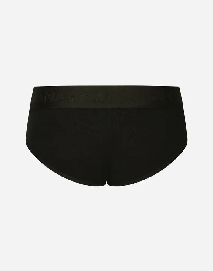Dolce and Gabbana Underwear And Loungewear Men Ribbed Cotton Brando Briefs Black Dolce and Gabbana Underwear And Loungewear Men Ribbed Cotton Brando Briefs Black