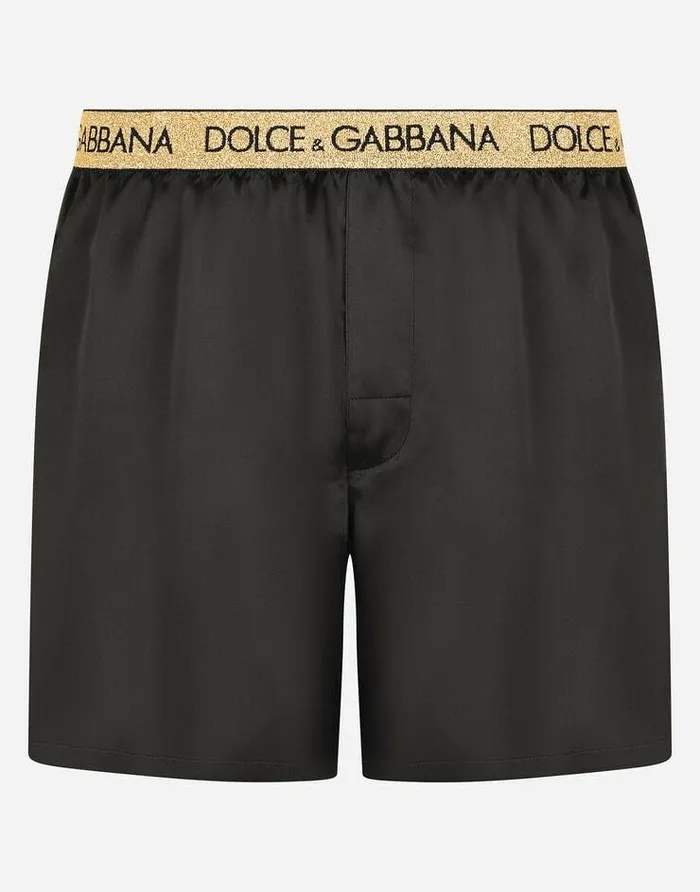 Dolce and Gabbana Underwear And Loungewear Men Silk Satin Boxer Shorts With Sleep Mask Black