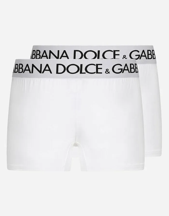 Dolce and Gabbana Underwear And Loungewear Men Twopack Cotton Jersey Boxers White Dolce and Gabbana Underwear And Loungewear Men Twopack Cotton Jersey Boxers White