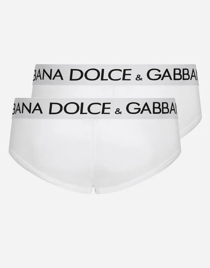 Dolce and Gabbana Underwear And Loungewear Men Twopack Cotton Jersey Brando Briefs White Dolce and Gabbana Underwear And Loungewear Men Twopack Cotton Jersey Brando Briefs White