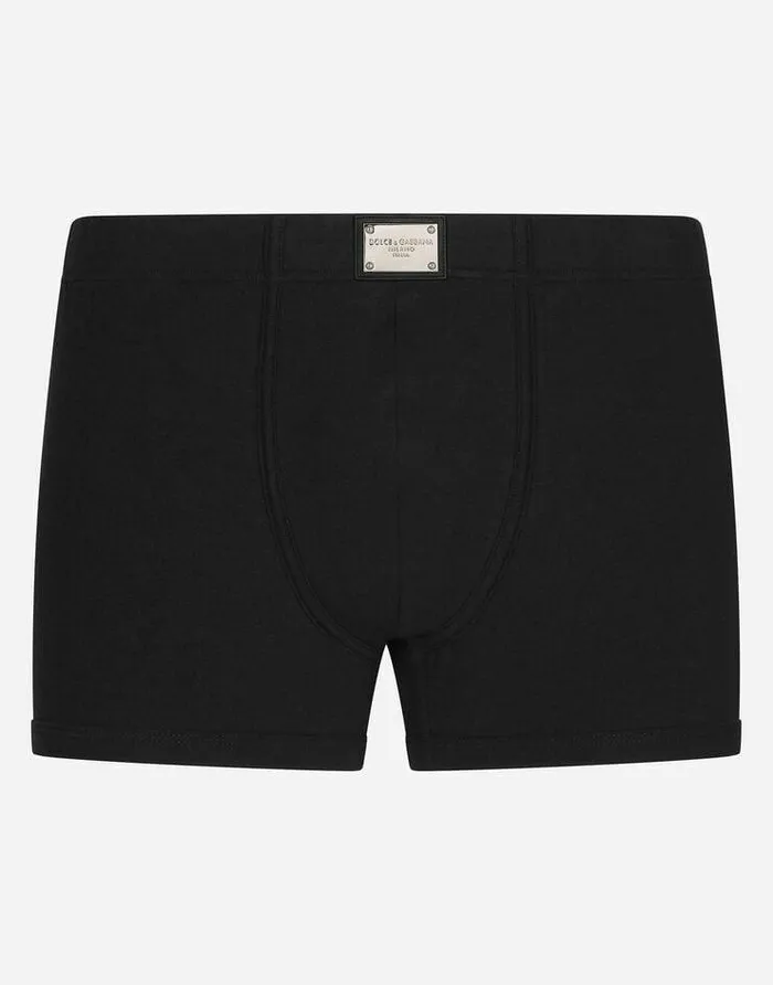 Dolce and Gabbana Underwear And Loungewear Men Twoway Stretch Boxers With Logo Tag Black