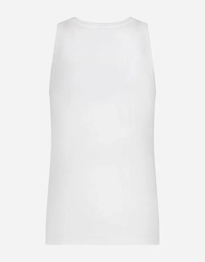 Dolce and Gabbana Underwear And Loungewear Men Twoway Stretch Cotton Tank Top With Logo Label White