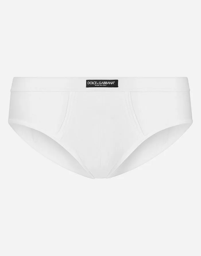Dolce and Gabbana Underwear And Loungewear Men Twoway Stretch Jersey Brando Briefs With Logo Label White