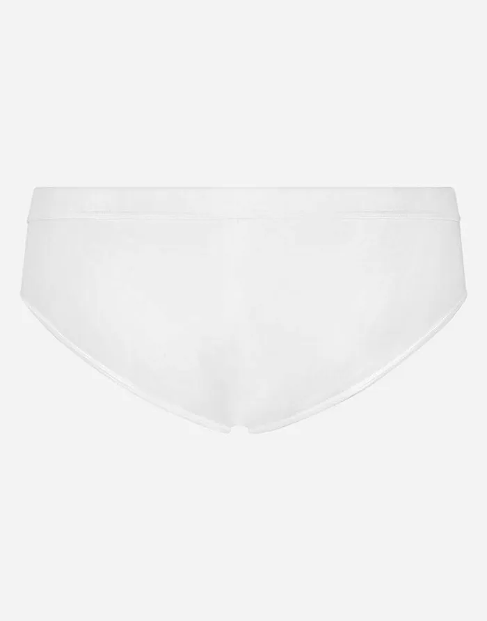 Dolce and Gabbana Underwear And Loungewear Men Twoway Stretch Jersey Brando Briefs With Logo Label White Dolce and Gabbana Underwear And Loungewear Men Twoway Stretch Jersey Brando Briefs With Logo Label White