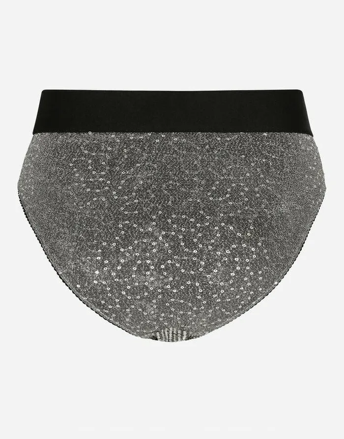 Dolce and Gabbana Underwear Women Highwaisted Briefs With Branded Elastic Silver Dolce and Gabbana Underwear Women Highwaisted Briefs With Branded Elastic Silver