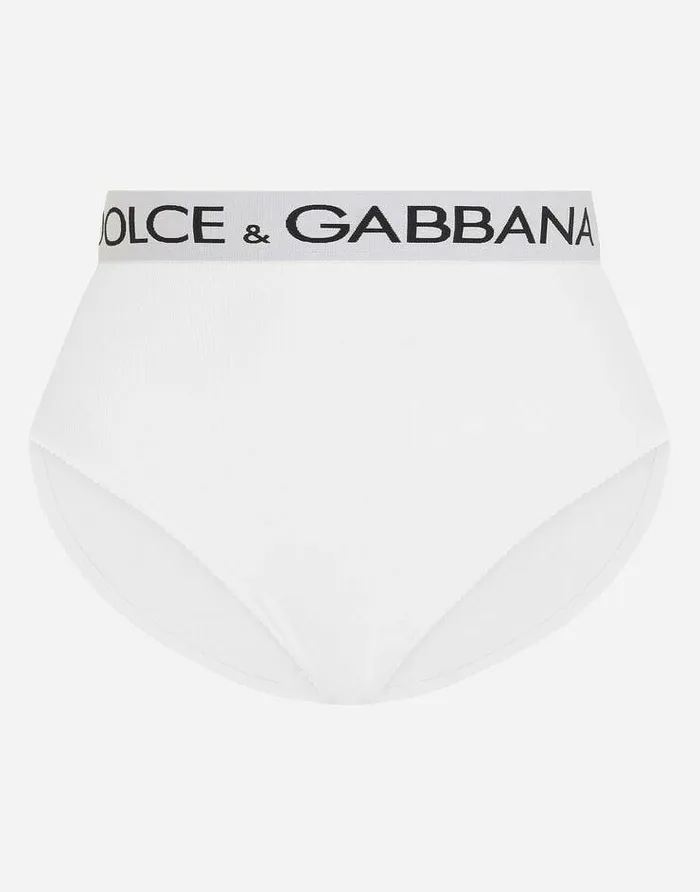 Dolce and Gabbana Underwear Women Highwaisted Jersey Briefs With Branded Elastic White
