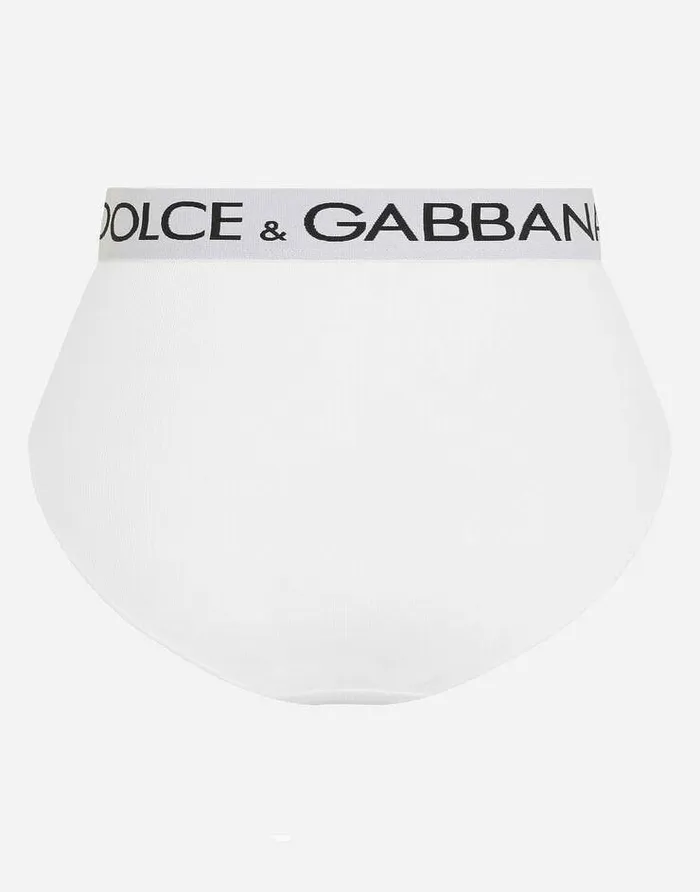 Dolce and Gabbana Underwear Women Highwaisted Jersey Briefs With Branded Elastic White Dolce and Gabbana Underwear Women Highwaisted Jersey Briefs With Branded Elastic White