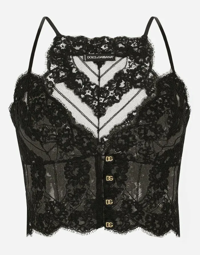 Dolce and Gabbana Underwear Women Lace Bralette Top Black