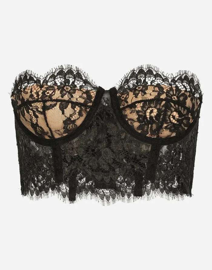 Dolce and Gabbana Underwear Women Lace Bustier Top Black
