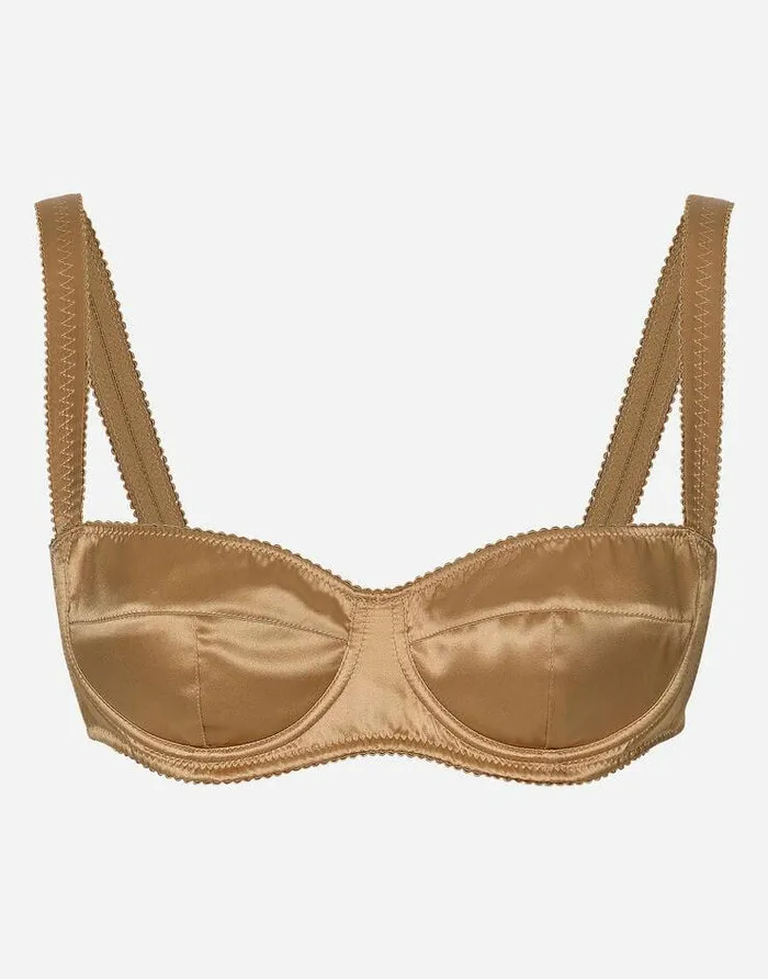 Dolce and Gabbana Underwear Women Satin Balconette Bra Beige