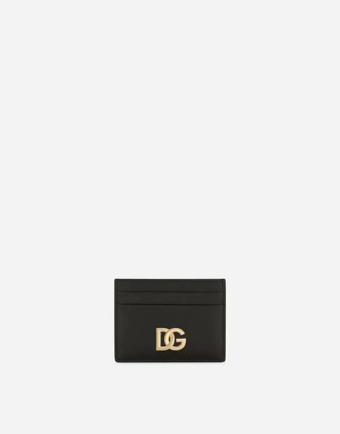 Dolce and Gabbana Wallets And Small Leather Goods Women Calfskin Card Holder With DG Logo Black