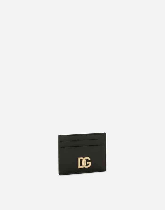 Dolce and Gabbana Wallets And Small Leather Goods Women Calfskin Card Holder With DG Logo Black
