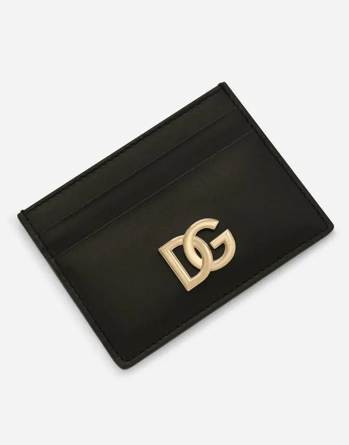 Dolce and Gabbana Wallets And Small Leather Goods Women Calfskin Card Holder With DG Logo Black