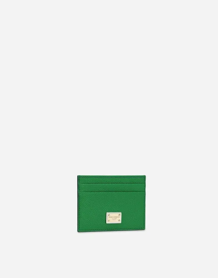 Dolce and Gabbana Wallets And Small Leather Goods Women Dauphine Calfskin Card Holder With Branded Tag Green