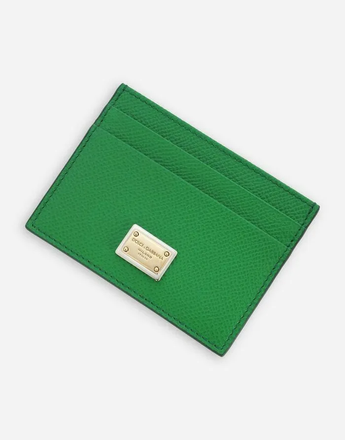 Dolce and Gabbana Wallets And Small Leather Goods Women Dauphine Calfskin Card Holder With Branded Tag Green