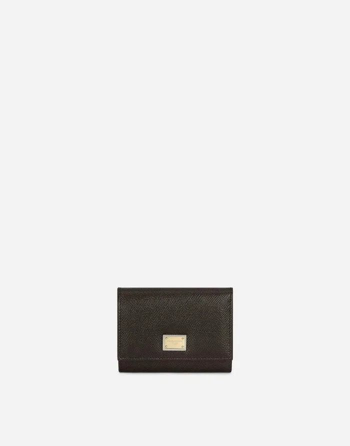 Dolce and Gabbana Wallets And Small Leather Goods Women Dauphine Calfskin Wallet With Branded Tag Purple