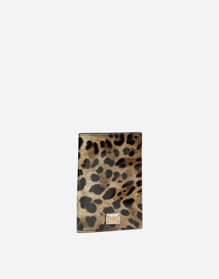 Dolce and Gabbana Wallets And Small Leather Goods Women Polished Calfskin Passport Holder With Leopard Print Animal Print Dolce and Gabbana Wallets And Small Leather Goods Women Polished Calfskin Passport Holder With Leopard Print Animal Print