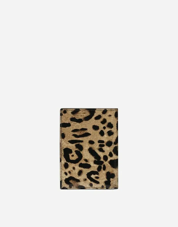 Dolce and Gabbana Wallets And Small Leather Goods Women Polished Calfskin Passport Holder With Leopard Print Animal Print Dolce and Gabbana Wallets And Small Leather Goods Women Polished Calfskin Passport Holder With Leopard Print Animal Print