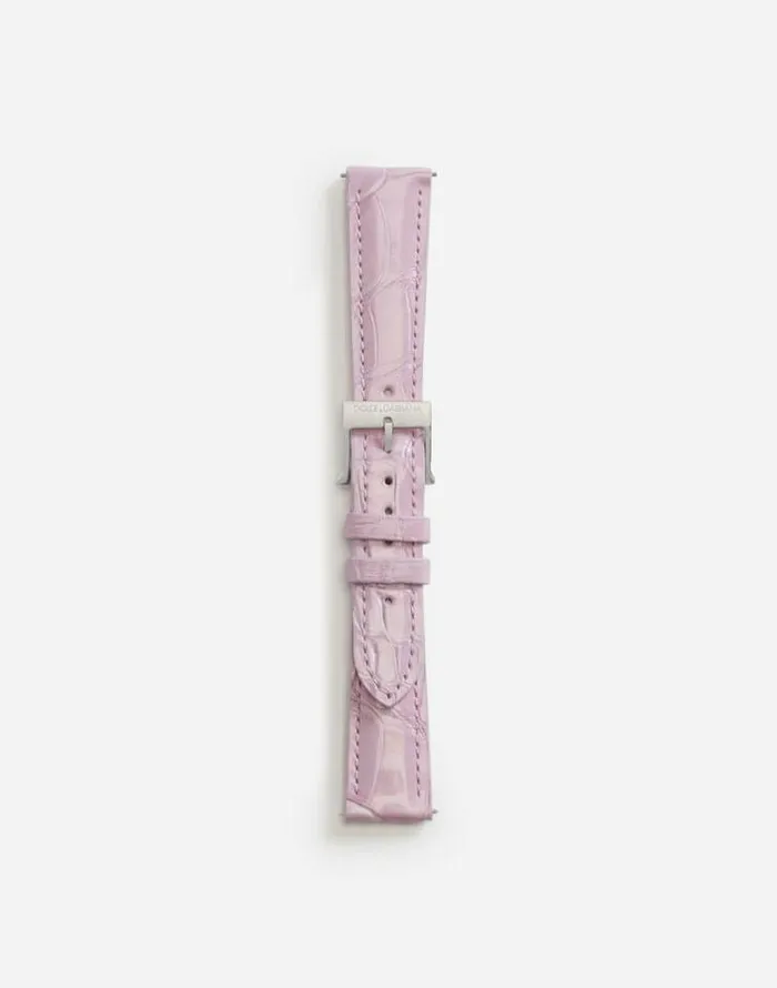 Dolce and Gabbana WatchesandStraps Women Alligator Strap With Buckle And Hook In Steel Mauve