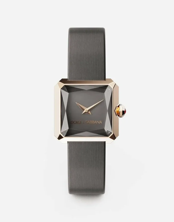 Dolce and Gabbana WatchesandStraps Women Gold Watch With Silk Strap Grey