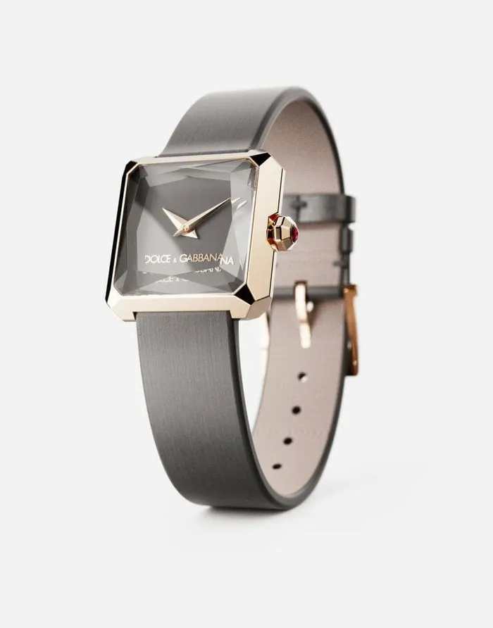 Dolce and Gabbana WatchesandStraps Women Gold Watch With Silk Strap Grey Dolce and Gabbana WatchesandStraps Women Gold Watch With Silk Strap Grey