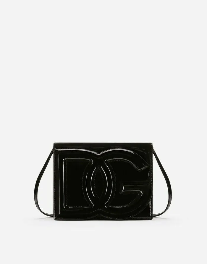 Dolce and Gabbana Wear It Like DGCelebs Women Patent Leather DG Logo Bag Crossbody Bag Black
