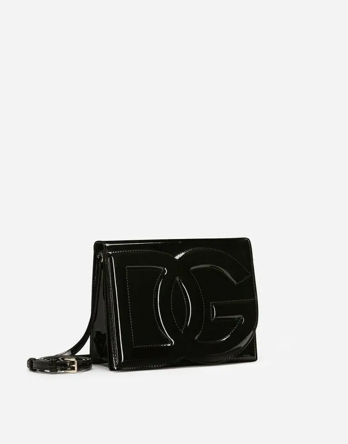 Dolce and Gabbana Wear It Like DGCelebs Women Patent Leather DG Logo Bag Crossbody Bag Black Dolce and Gabbana Wear It Like DGCelebs Women Patent Leather DG Logo Bag Crossbody Bag Black