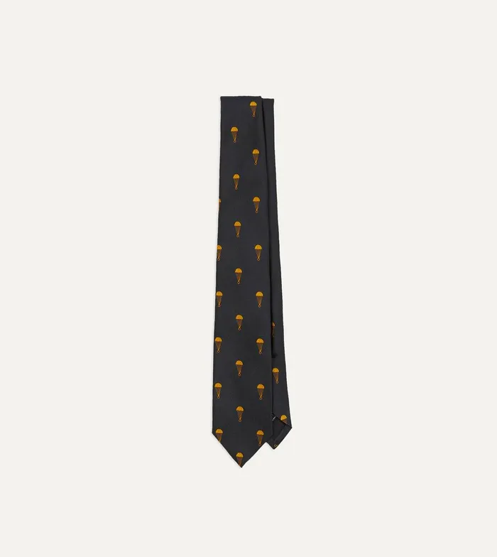 Drake039s Black And Gold Parachute Motif Silk Tipped Tie 8211 Ties