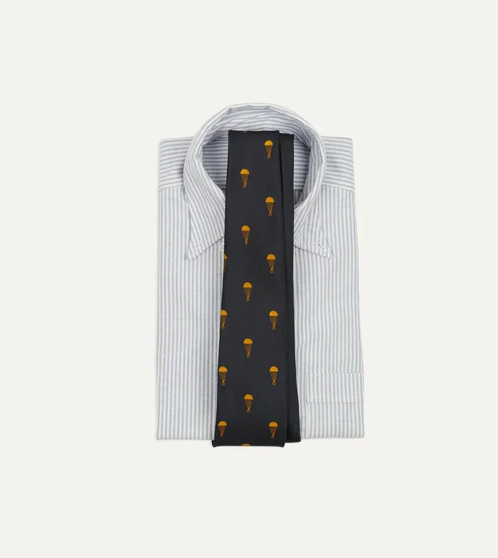 Drake039s Black And Gold Parachute Motif Silk Tipped Tie 8211 Ties
