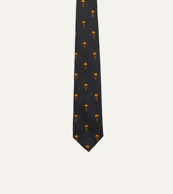 Drake039s Black And Gold Parachute Motif Silk Tipped Tie 8211 Ties