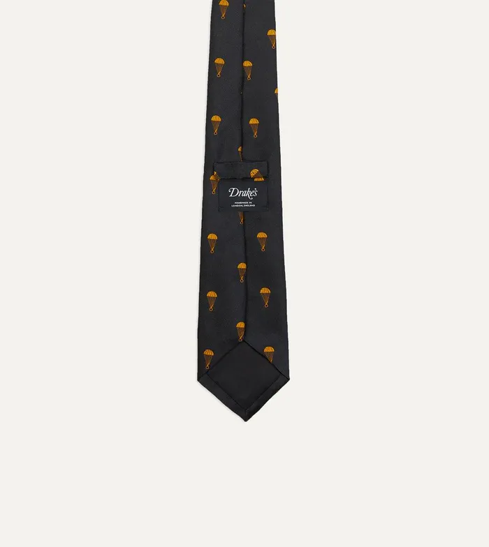 Drake039s Black And Gold Parachute Motif Silk Tipped Tie 8211 Ties