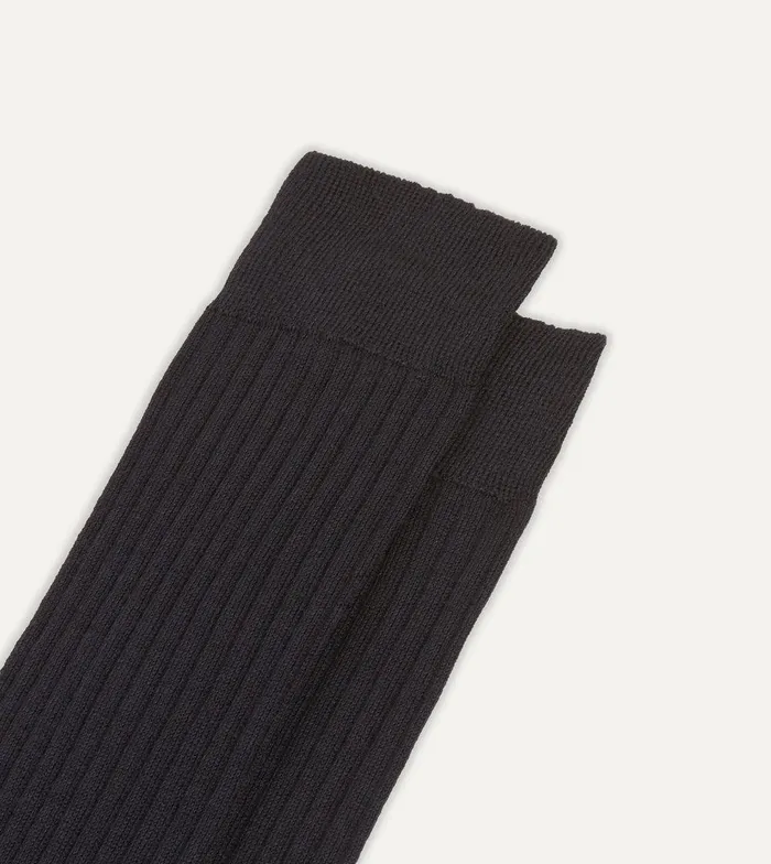 Drake039s Dark Navy Wool OvertheCalf Socks 8211 Accessories