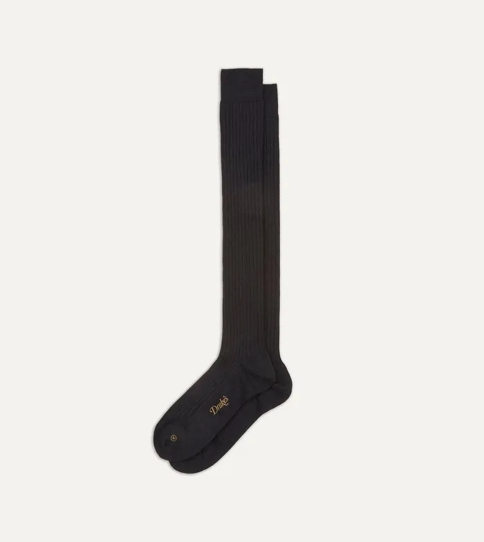 Drake039s Dark Navy Wool OvertheCalf Socks 8211 Accessories