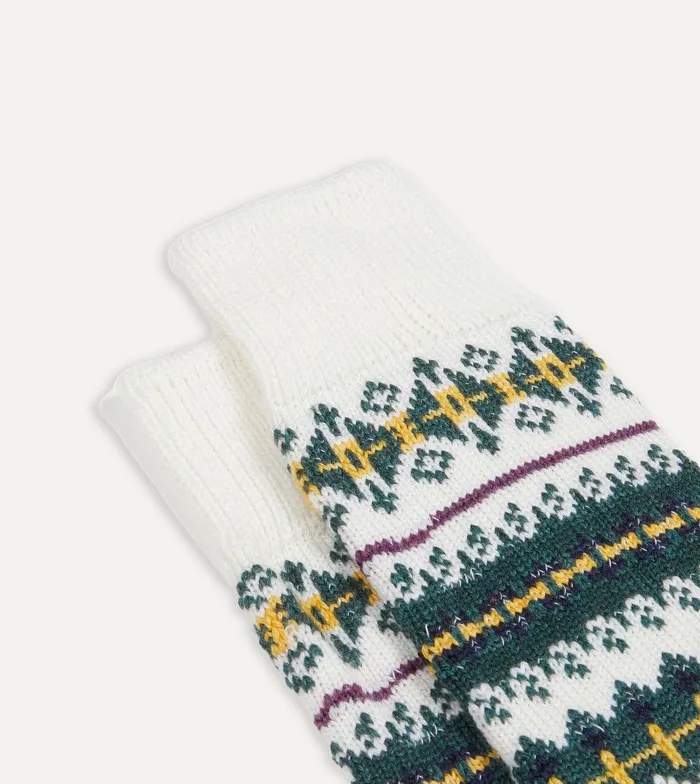 Drake039s Ecru Fair Isle Wool Cotton Socks 8211 Accessories