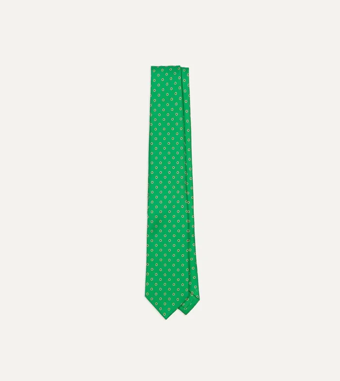 Drake039s Green Circular Dot Silk Self Tipped Tie 8211 Ties