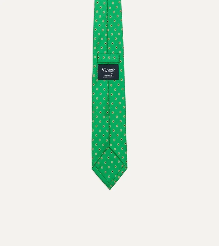Drake039s Green Circular Dot Silk Self Tipped Tie 8211 Ties