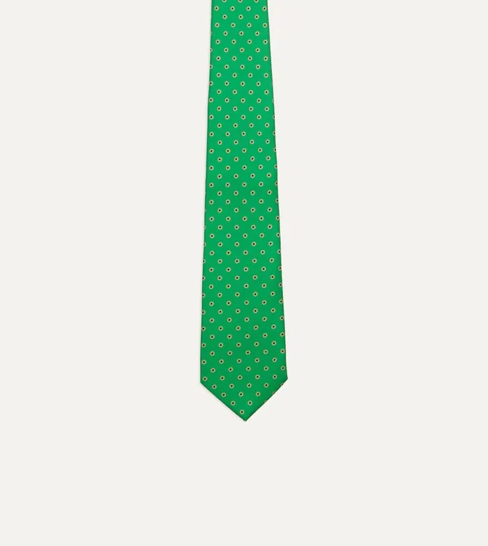 Drake039s Green Circular Dot Silk Self Tipped Tie 8211 Ties