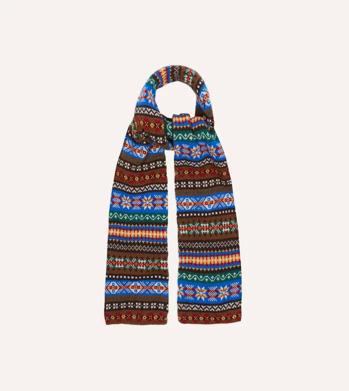 Drake039s Lambswool Fair Isle Scarf 8211 Accessories