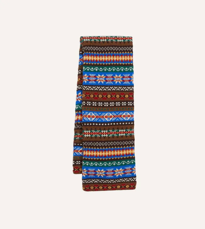 Drake039s Lambswool Fair Isle Scarf 8211 Accessories