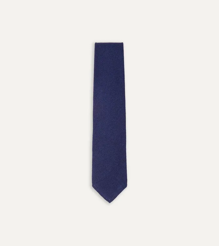 Drake039s Light Navy Pure Cashmere Solid Hand Rolled Tie 8211 Ties