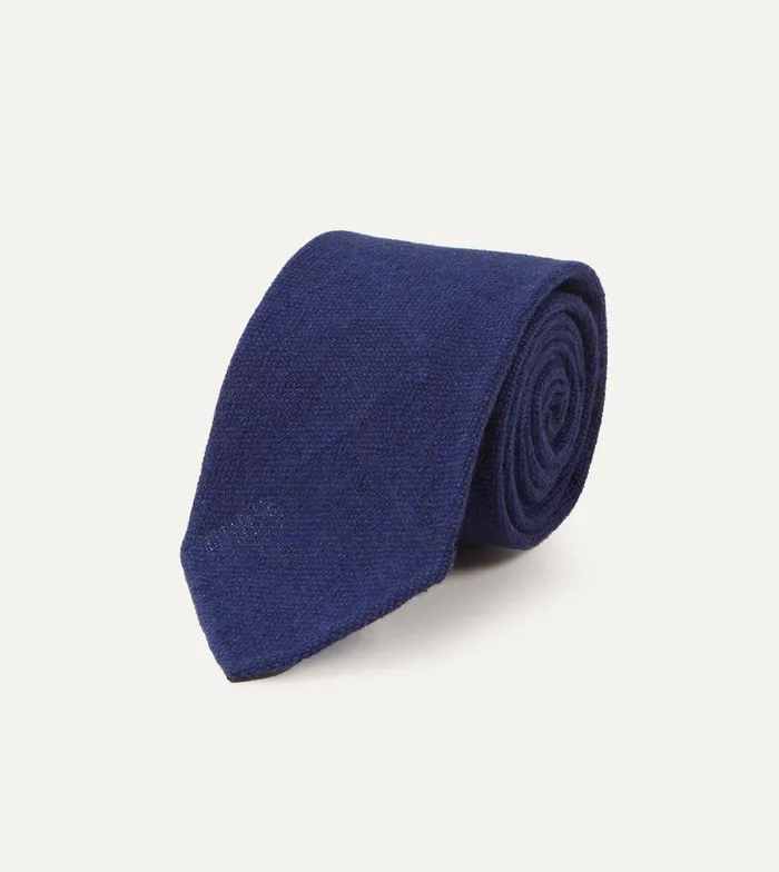 Drake039s Light Navy Pure Cashmere Solid Hand Rolled Tie 8211 Ties