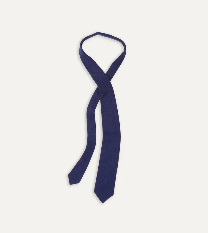 Drake039s Light Navy Pure Cashmere Solid Hand Rolled Tie 8211 Ties