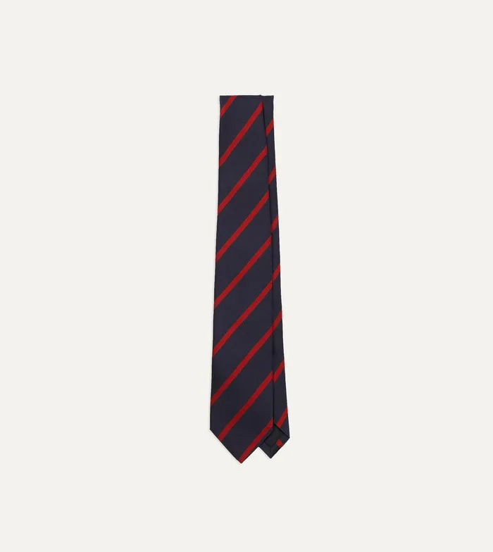 Drake039s Navy And Red Stripe Repp Silk Tie 8211 Ties