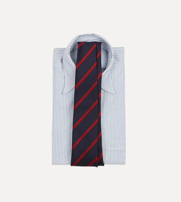 Drake039s Navy And Red Stripe Repp Silk Tie 8211 Ties
