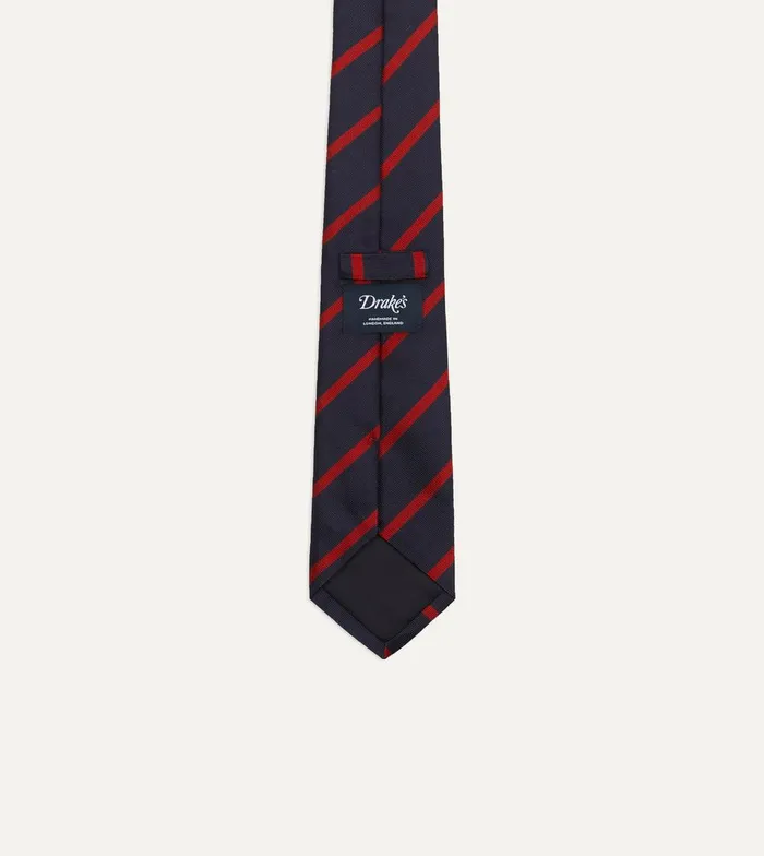 Drake039s Navy And Red Stripe Repp Silk Tie 8211 Ties