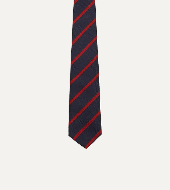 Drake039s Navy And Red Stripe Repp Silk Tie 8211 Ties