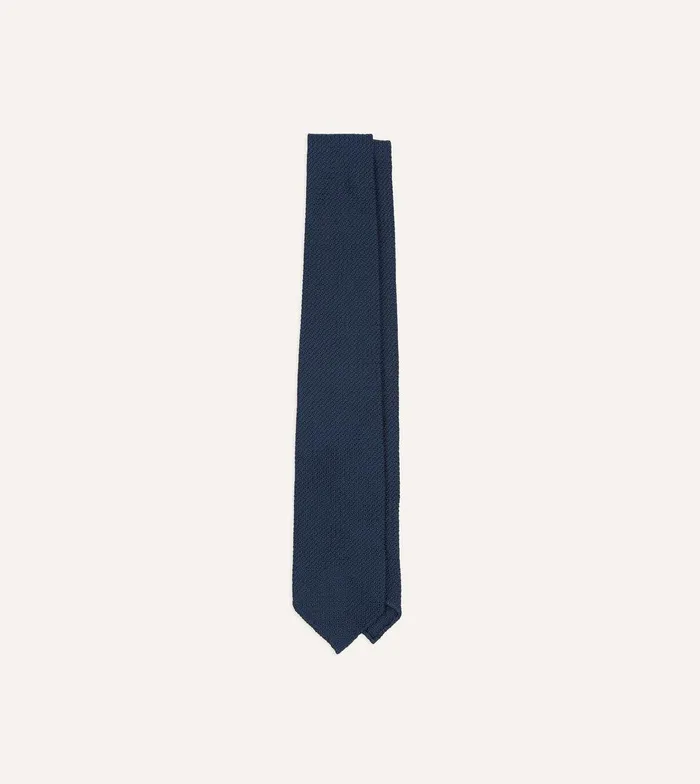 Drake039s Navy Hand Rolled Large Knot Grenadine Tie 8211 Ties
