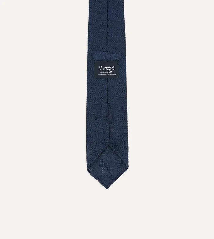 Drake039s Navy Hand Rolled Large Knot Grenadine Tie 8211 Ties