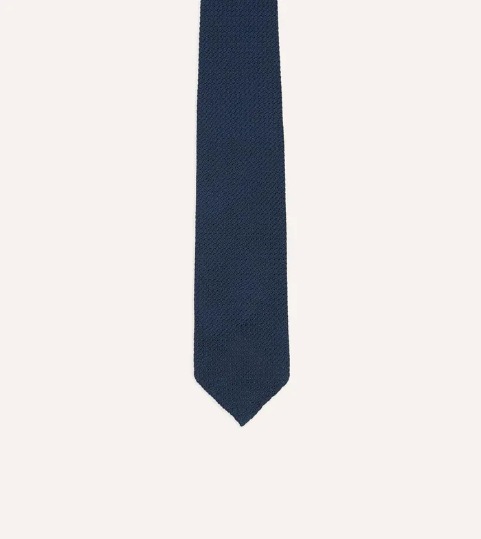 Drake039s Navy Hand Rolled Large Knot Grenadine Tie 8211 Ties